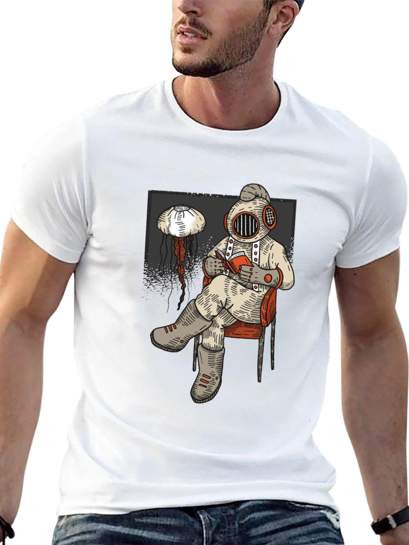 Diver Reading Book Graphic Tee