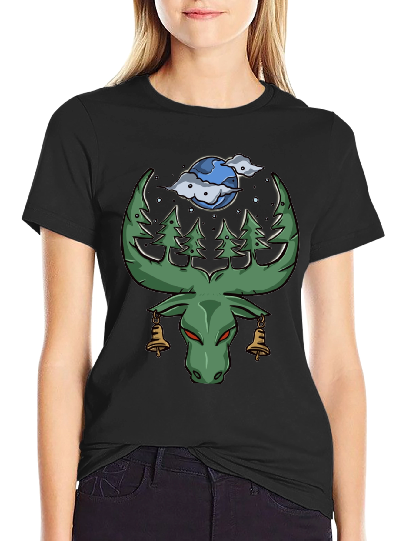 Nature Moose Graphic Tee - Black