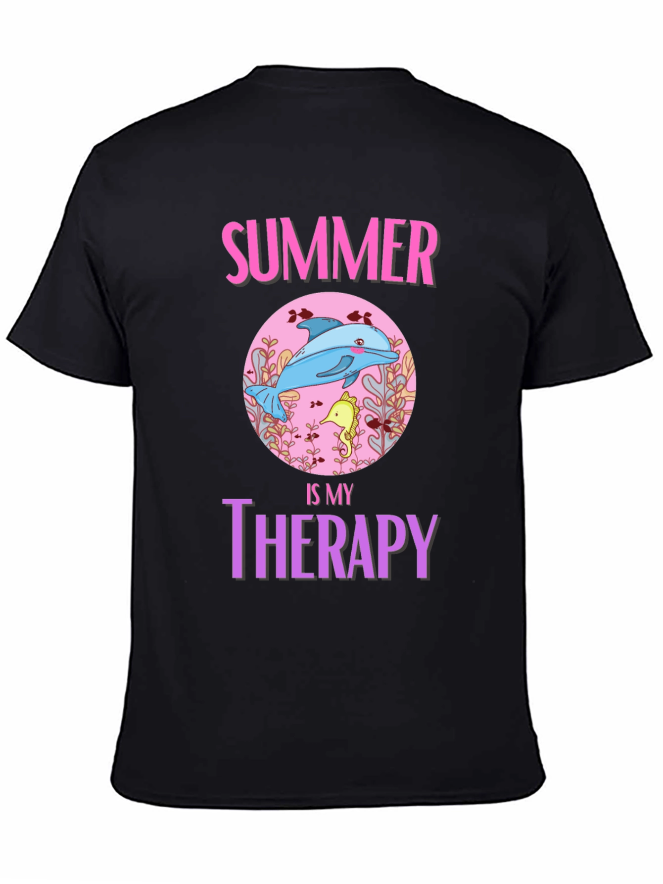 Summer Therapy Graphic Tee - Dolphin Seahorse Shirt