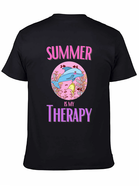 Summer Therapy Graphic Tee - Dolphin Seahorse Shirt