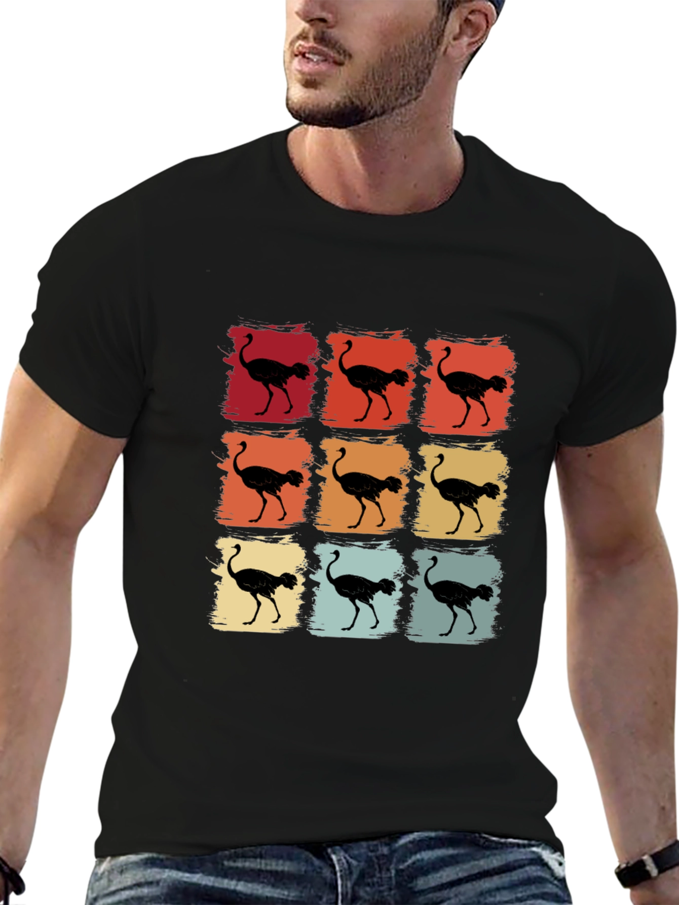 Retro Ostrich T-Shirt - Unique Graphic Tee