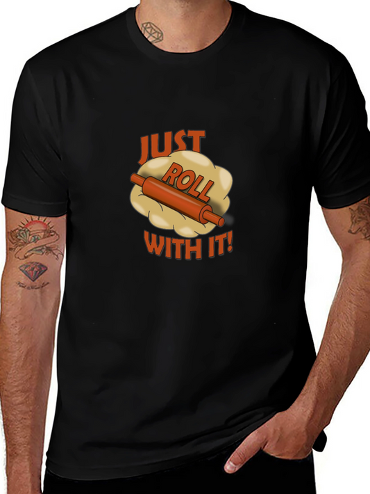 Just Roll With It Black T-Shirt - Funny Baking Tee