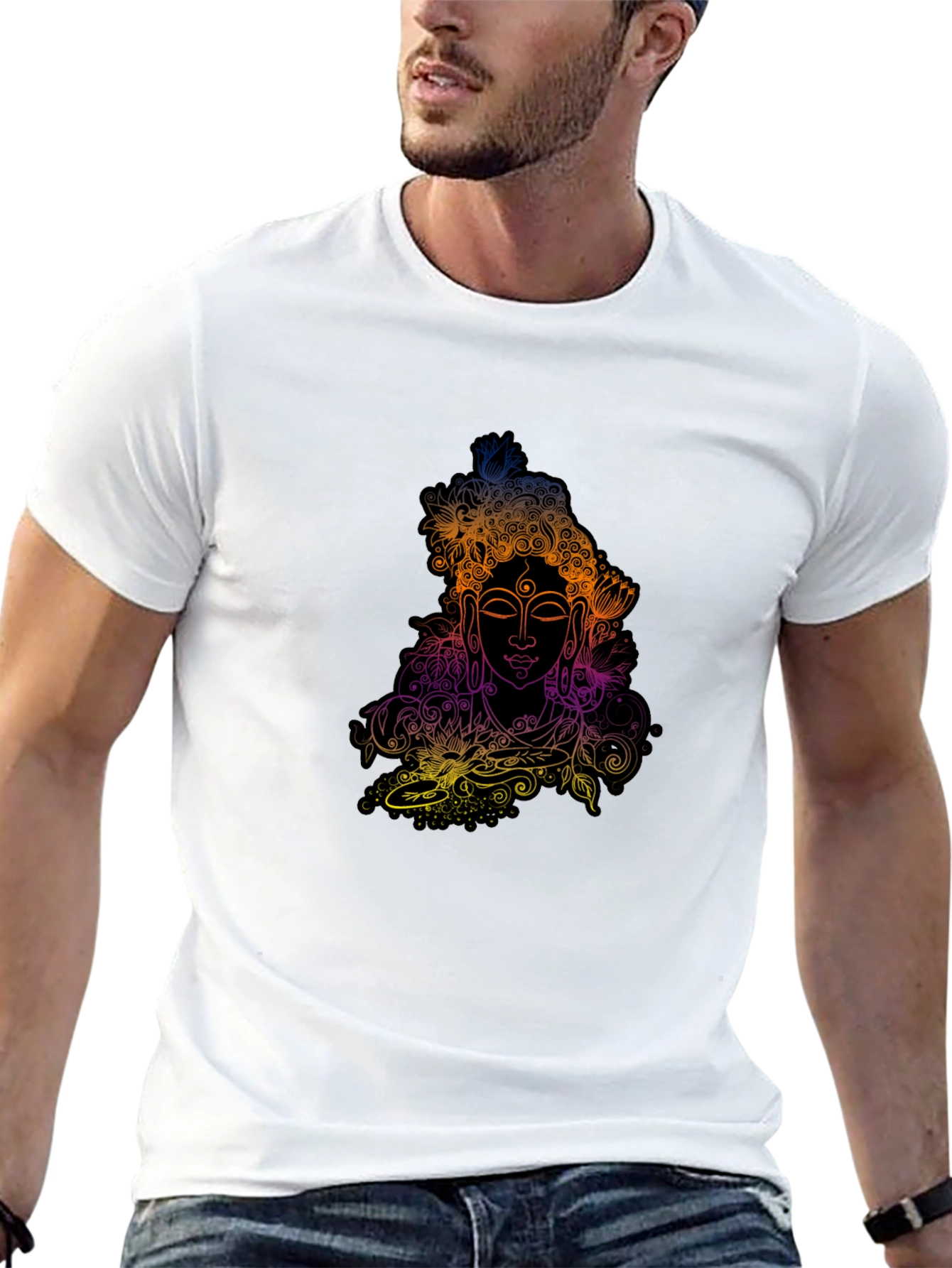 Vibrant Buddha Graphic Tee - Relaxed Fit