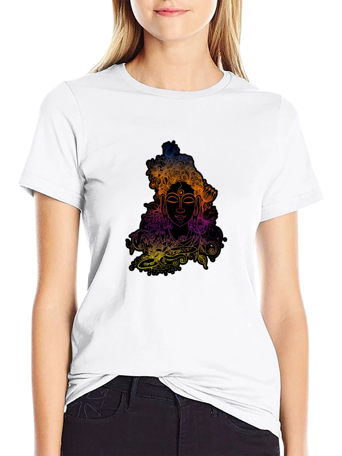 Vibrant Buddha Graphic Tee - Relaxed Fit