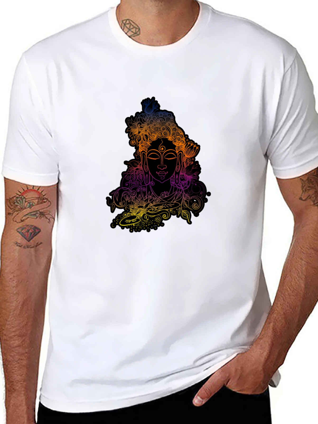 Vibrant Buddha Graphic Tee - Relaxed Fit