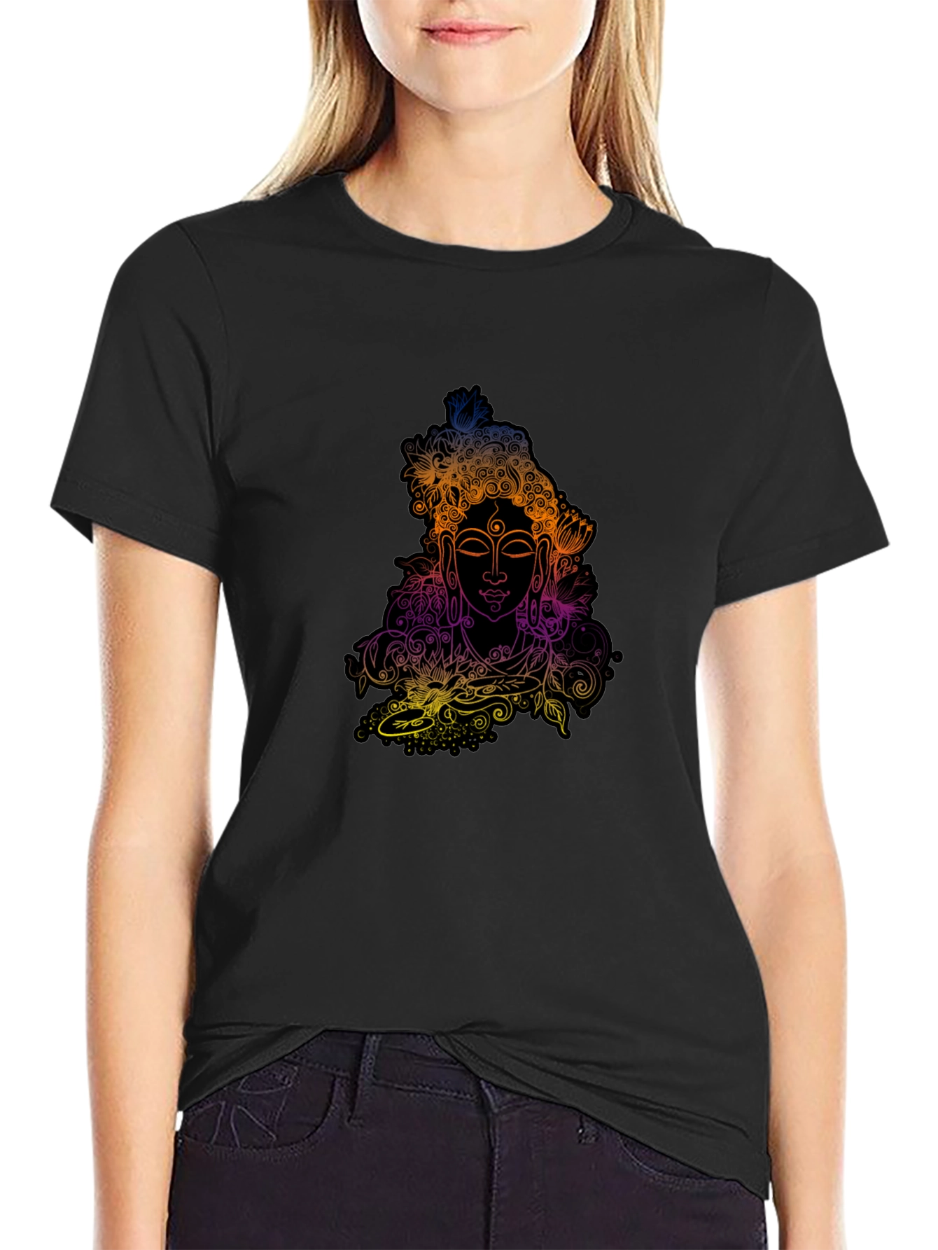 Vibrant Buddha Graphic Tee - Relaxed Fit