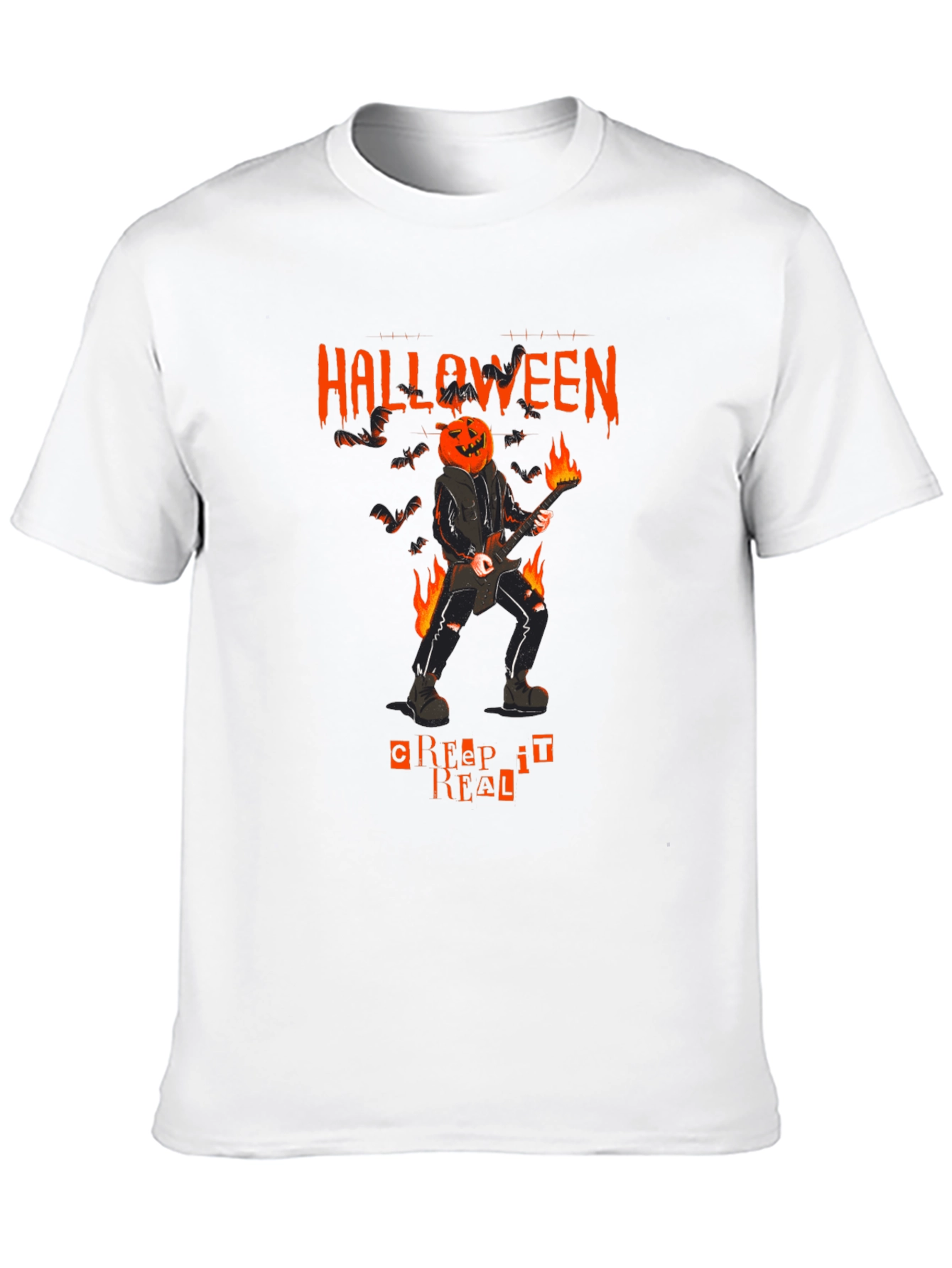 Halloween Pumpkin Head Guitarist T-Shirt