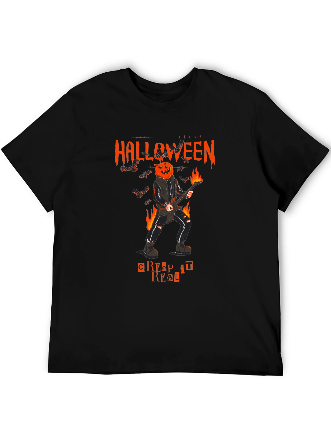 Halloween Pumpkin Head Guitarist T-Shirt