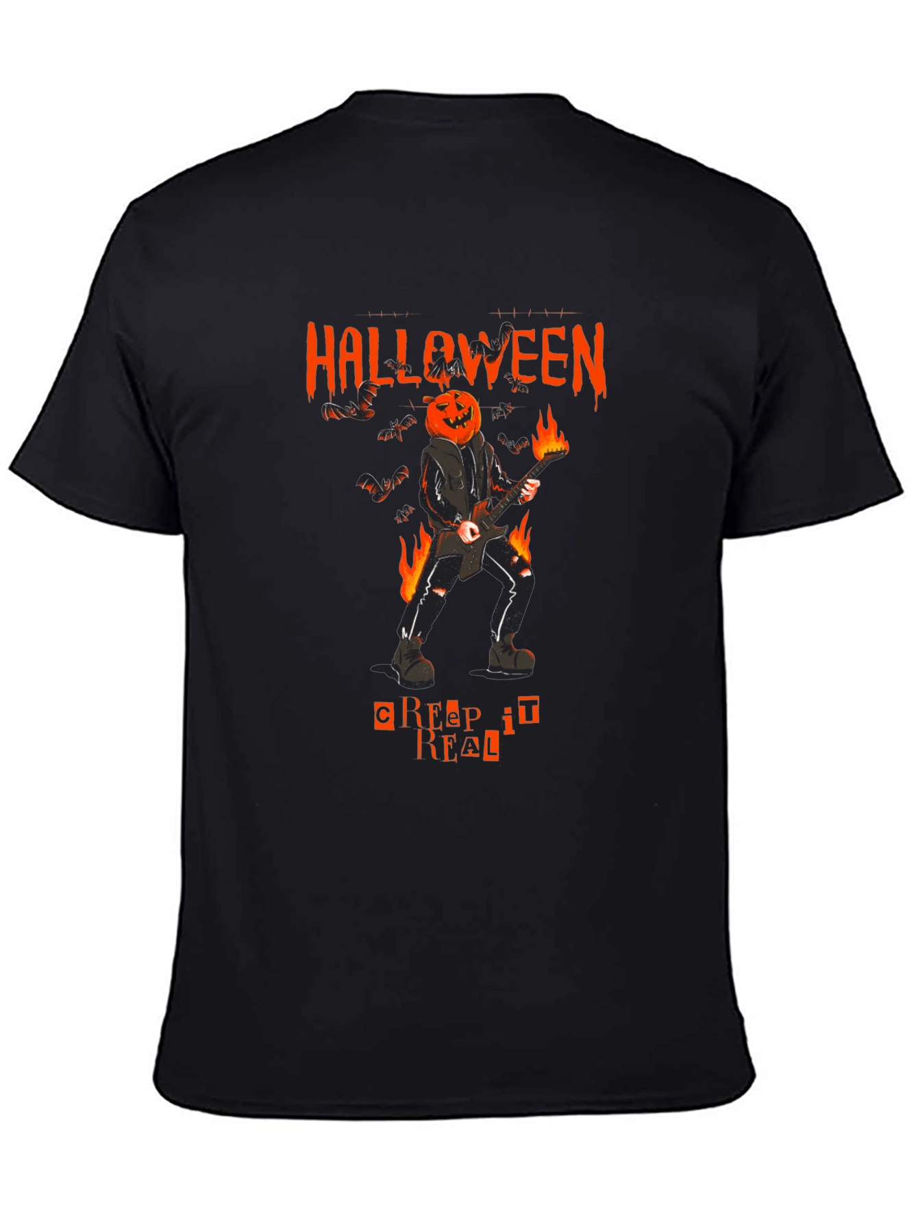 Halloween Pumpkin Head Guitarist T-Shirt