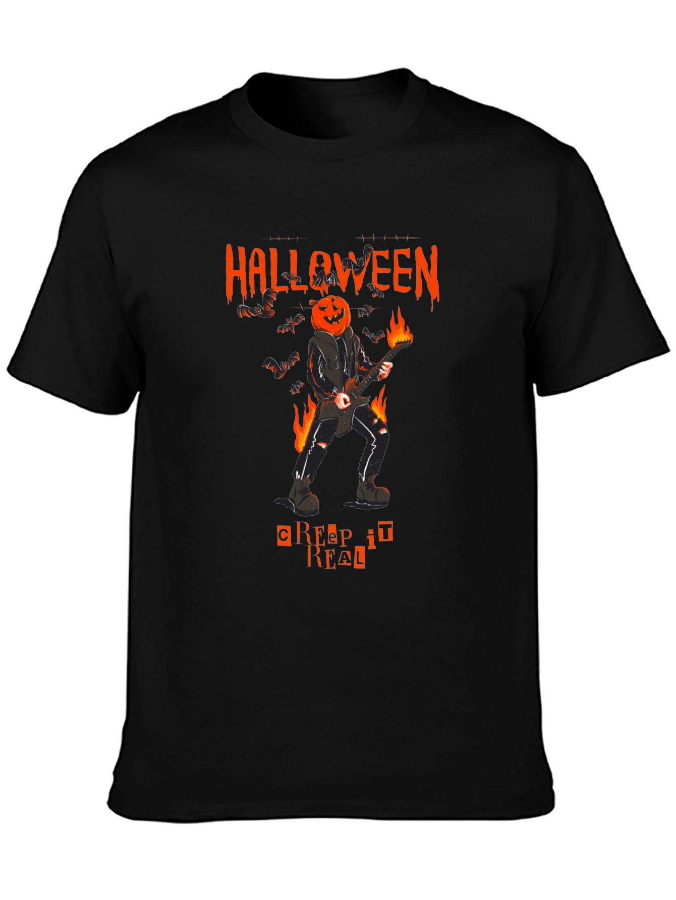 Halloween Pumpkin Head Guitarist T-Shirt