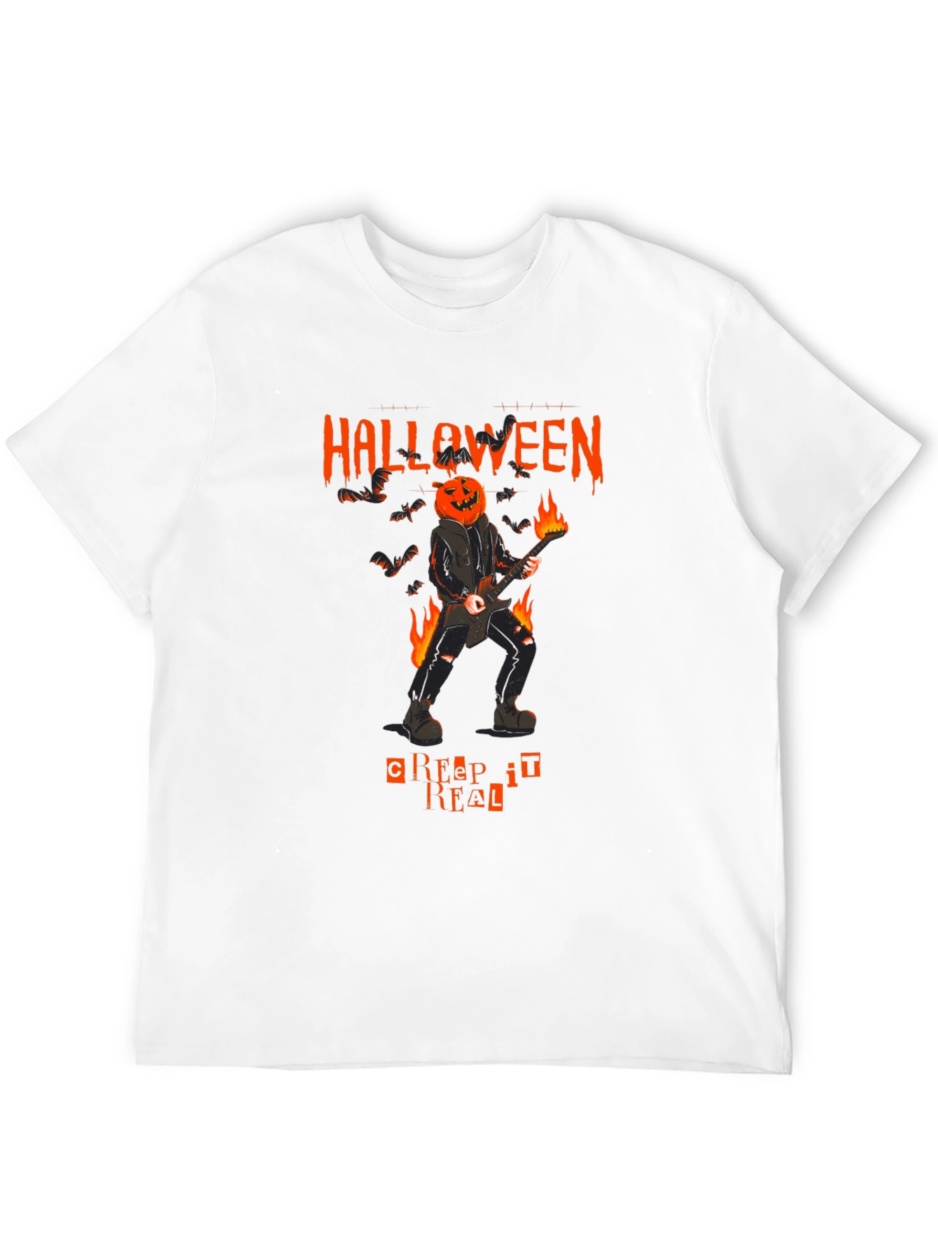 Halloween Pumpkin Head Guitarist T-Shirt