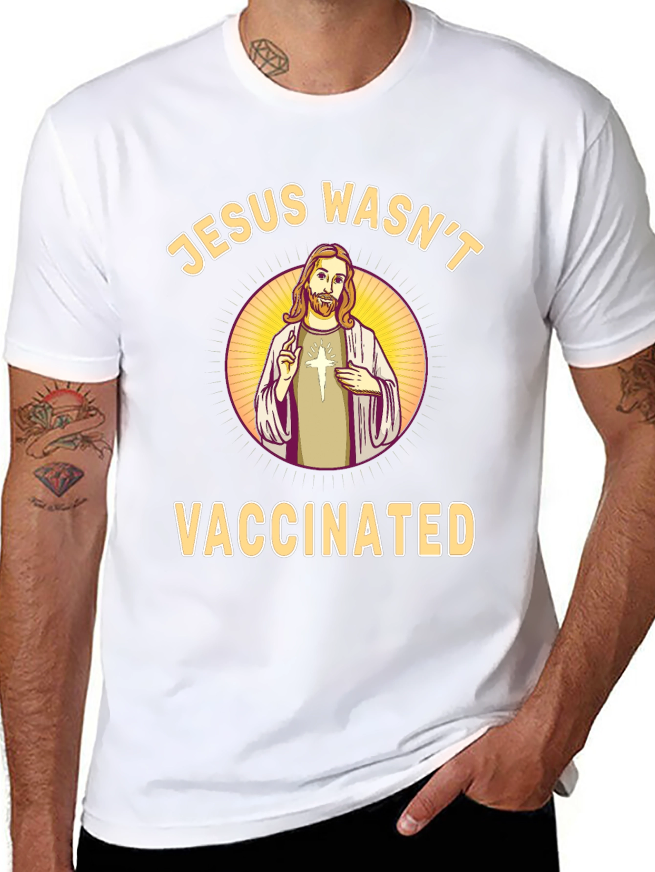 Jesus Wasnt Vaccinated Black T-Shirt