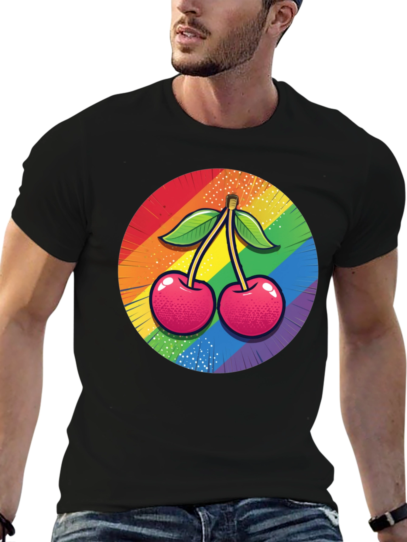 Rainbow Cherry Graphic Tee - Bold Pride Statement