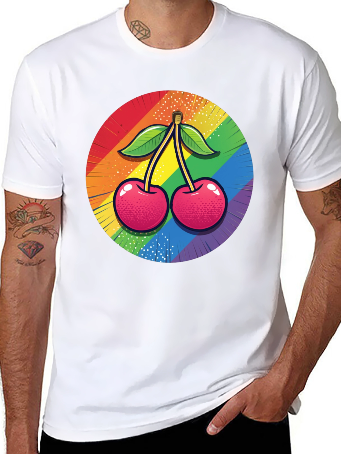 Rainbow Cherry Graphic Tee - Bold Pride Statement