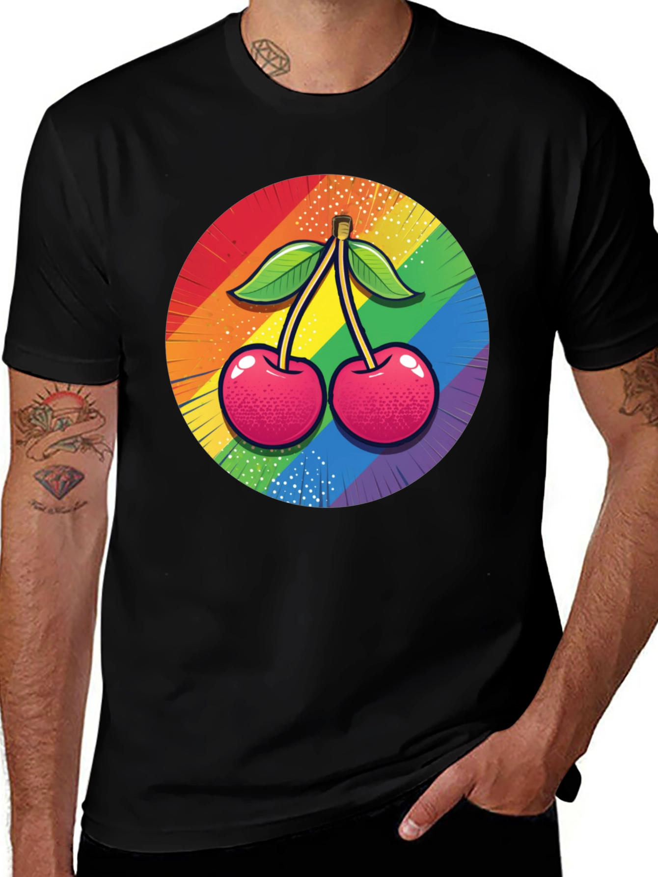 Rainbow Cherry Graphic Tee - Bold Pride Statement