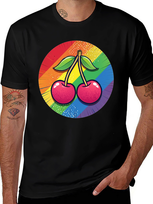 Rainbow Cherry Graphic Tee - Bold Pride Statement