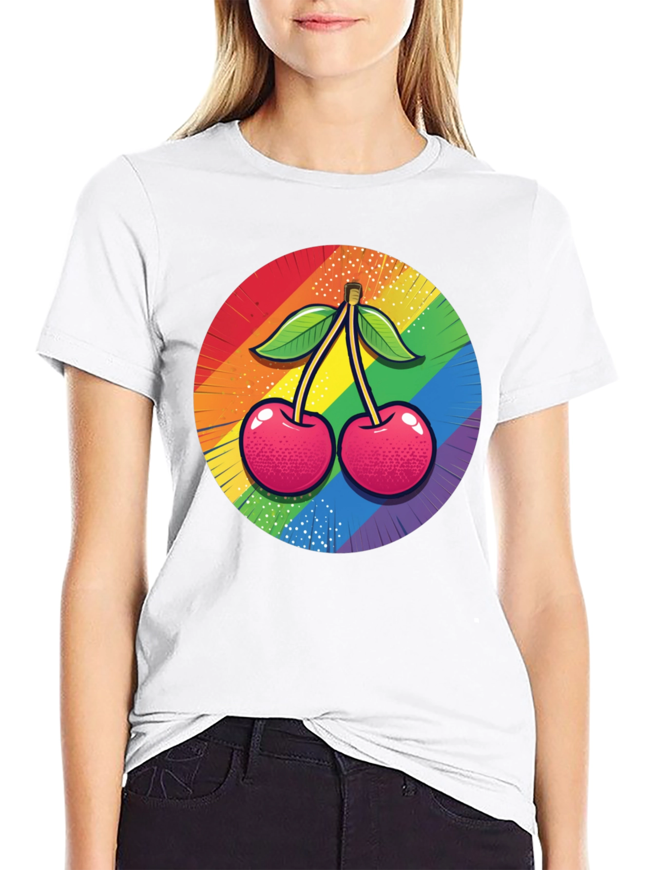 Rainbow Cherry Graphic Tee - Bold Pride Statement