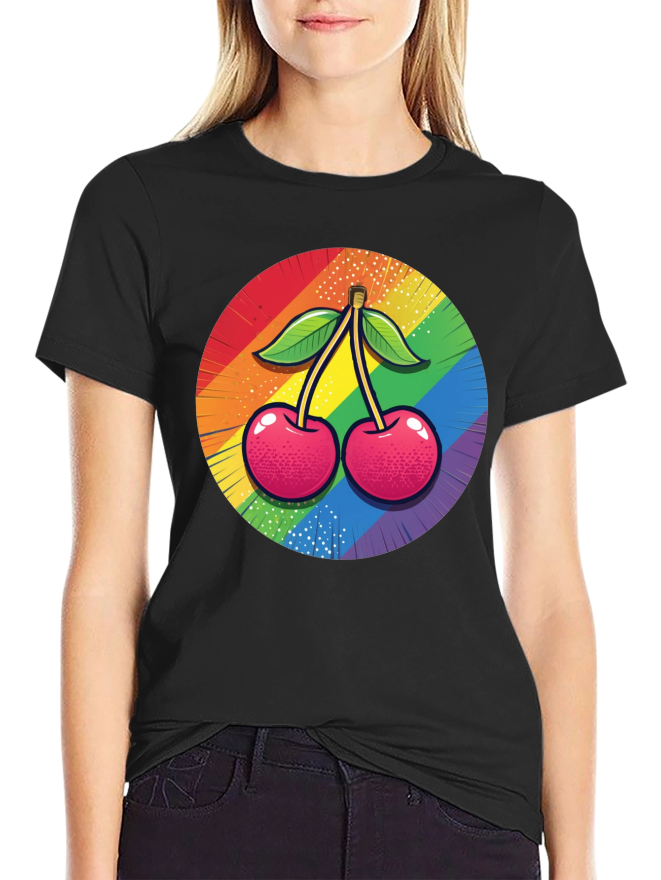 Rainbow Cherry Graphic Tee - Bold Pride Statement