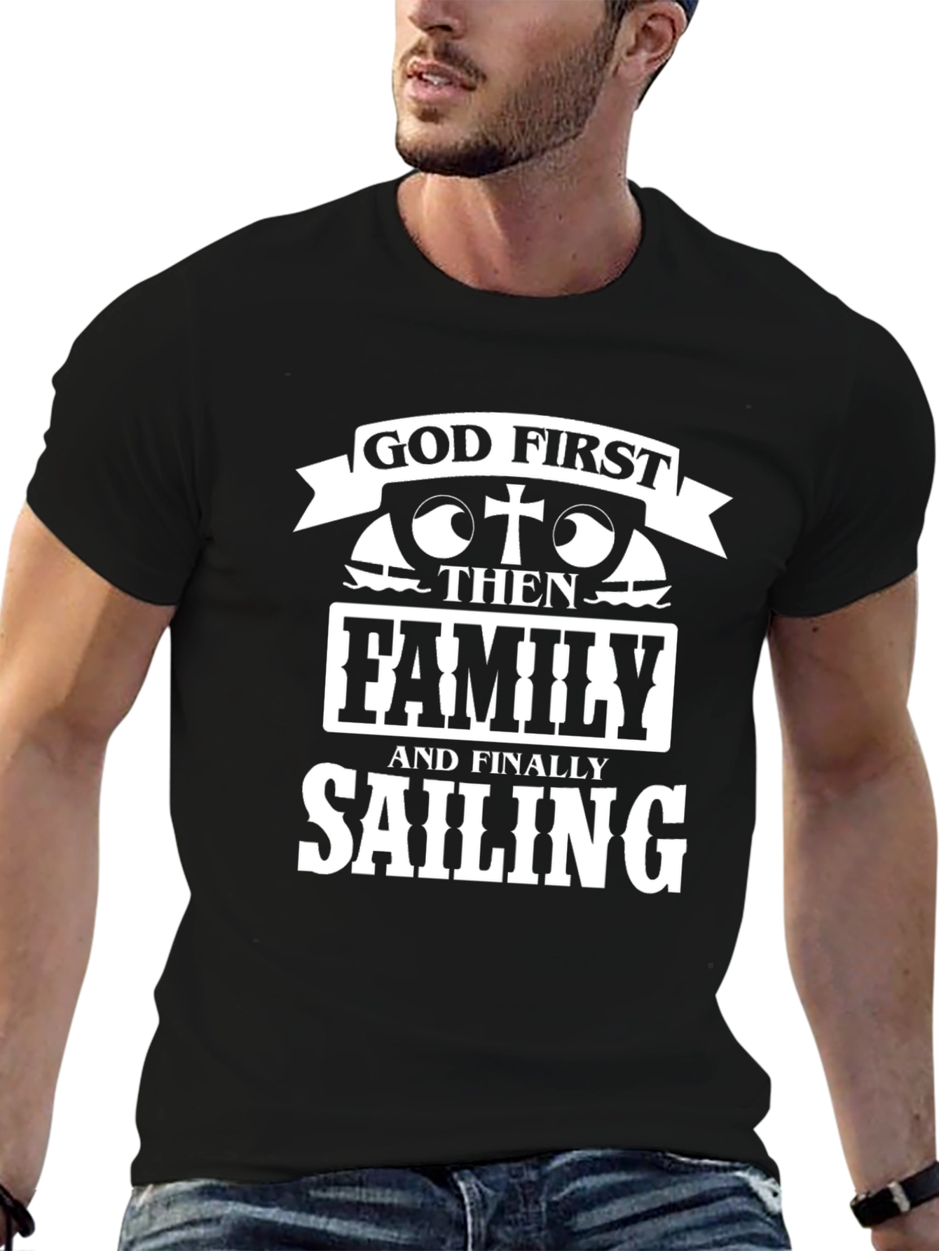 God First Sailing T-Shirt Faith & Hobbies Tee