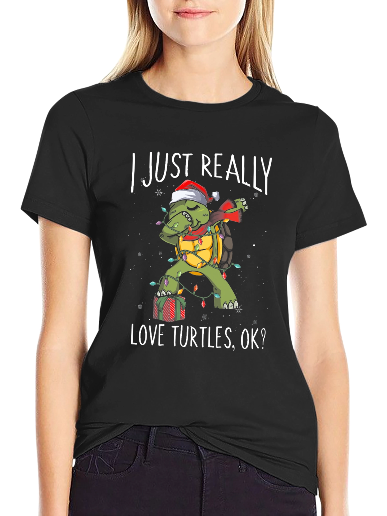 I Just Really Love Turtles Christmas Graphic Tee