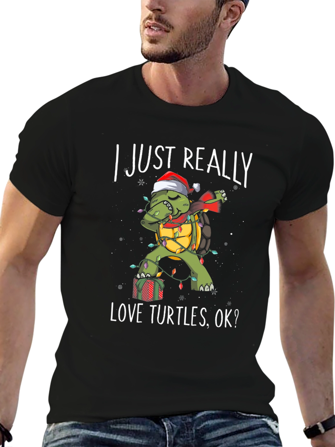 I Just Really Love Turtles Christmas Graphic Tee
