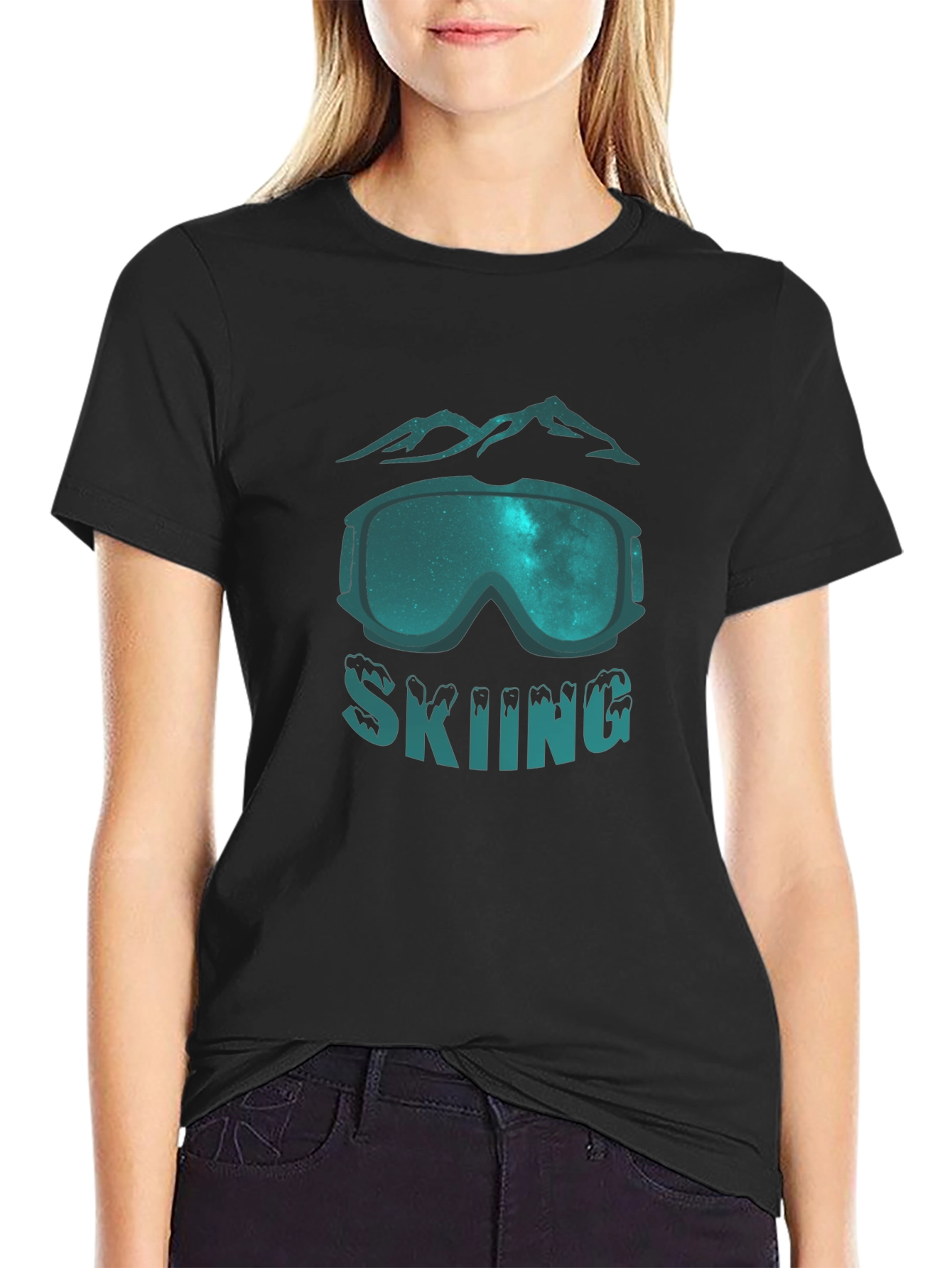 Skiing Graphic Tee - Mountain Goggles Design