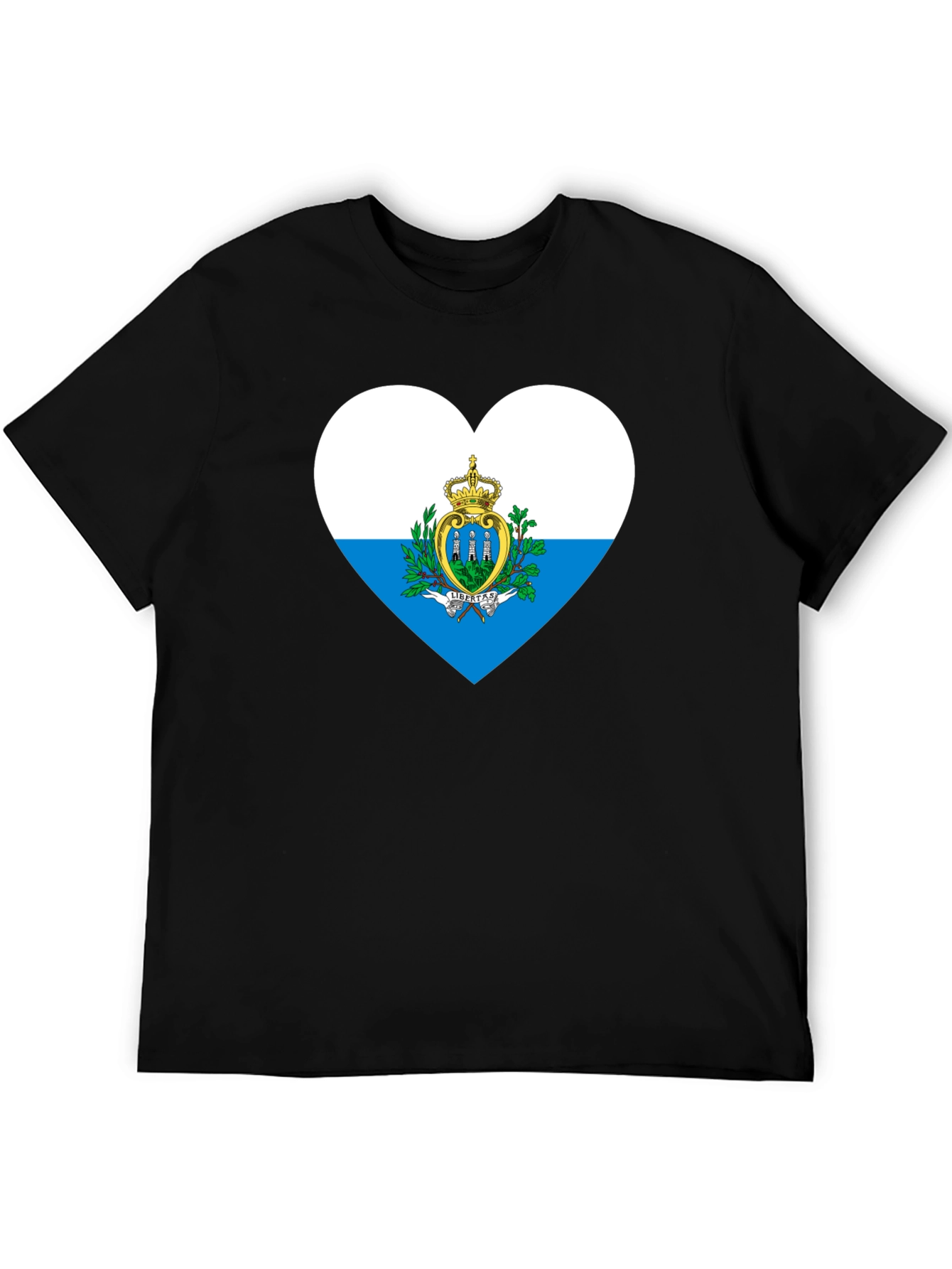 San Marino Flag Heart T-Shirt - Black