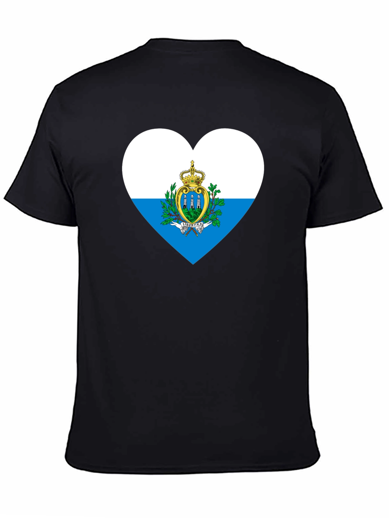 San Marino Flag Heart T-Shirt - Black