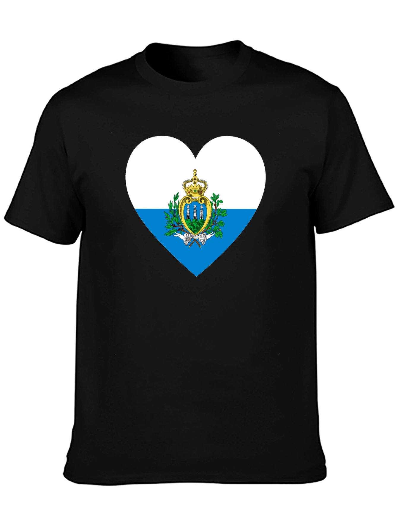 San Marino Flag Heart T-Shirt - Black