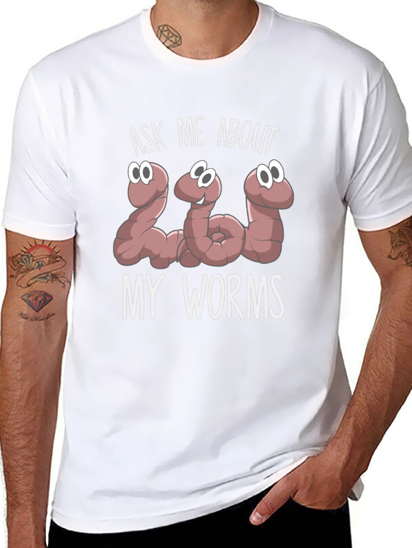 Ask Me About My Worms Funny Graphic T-Shirt