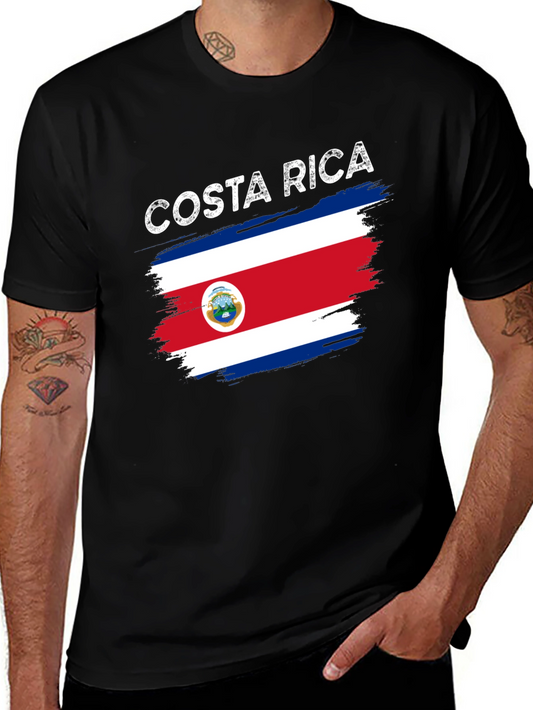 Costa Rica Flag Graphic Tee - Black T-Shirt