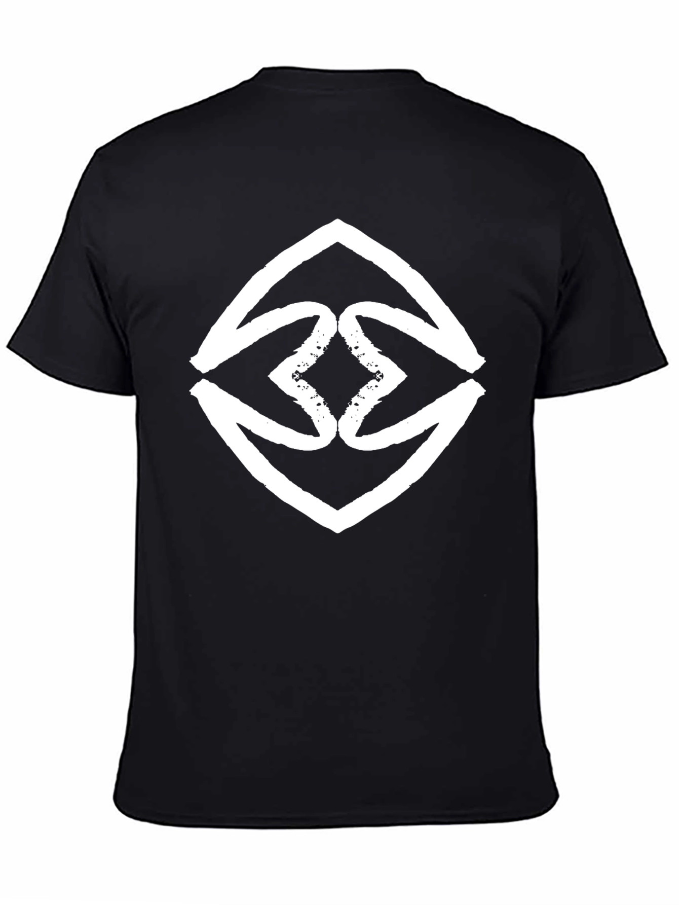 Bold Graphic Tee - Black with White Abstract Diamond