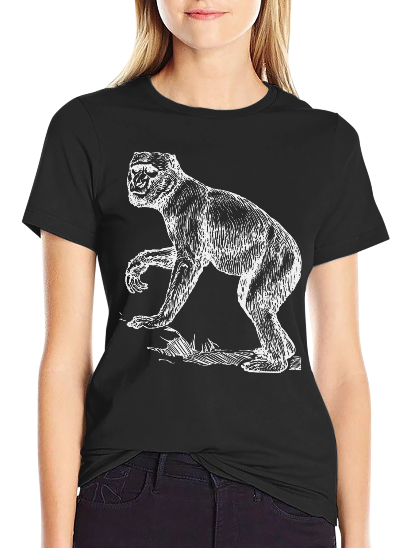 Monkey Graphic Black T-Shirt - Animal Tee