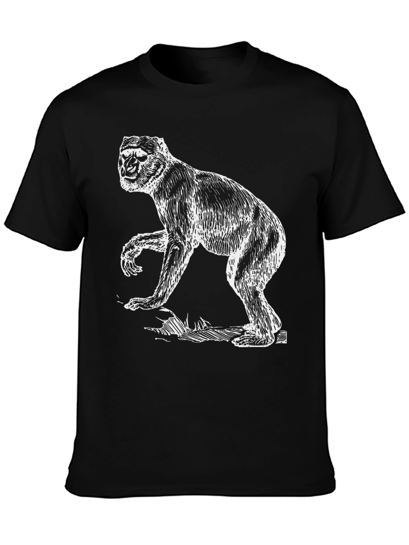 Monkey Graphic Black T-Shirt - Animal Tee