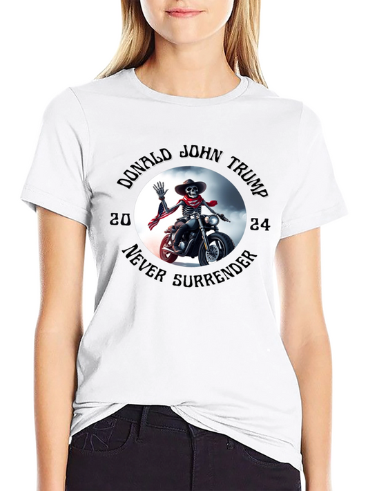 Donald Trump 2024 Never Surrender Skeleton Biker Tee
