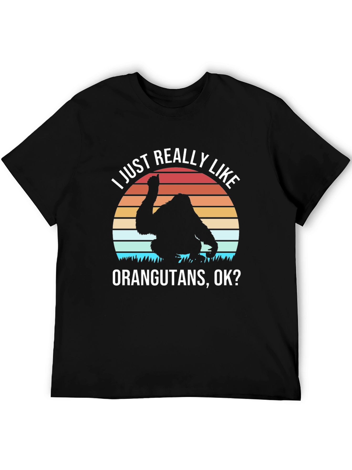 Orangutan Lover T-Shirt Retro Sunset Design