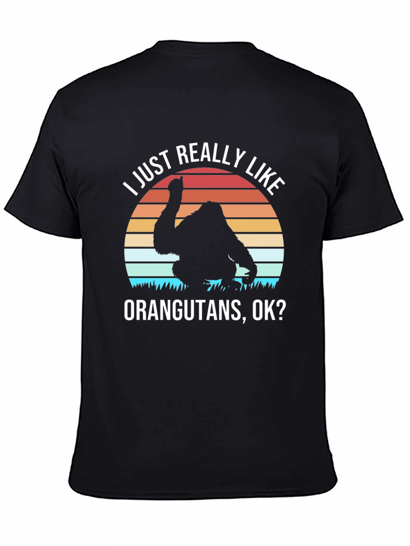 Orangutan Lover T-Shirt Retro Sunset Design
