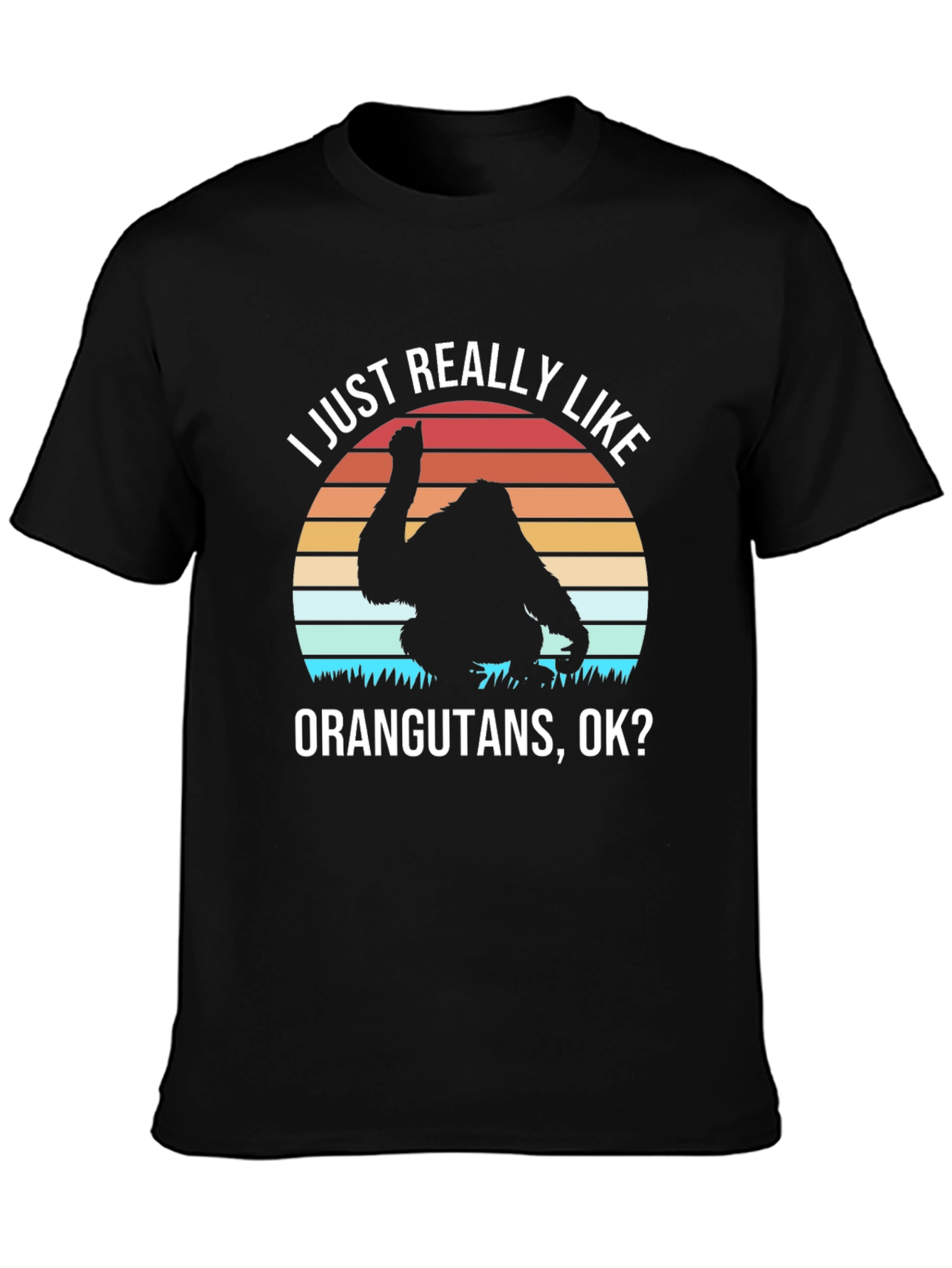 Orangutan Lover T-Shirt Retro Sunset Design