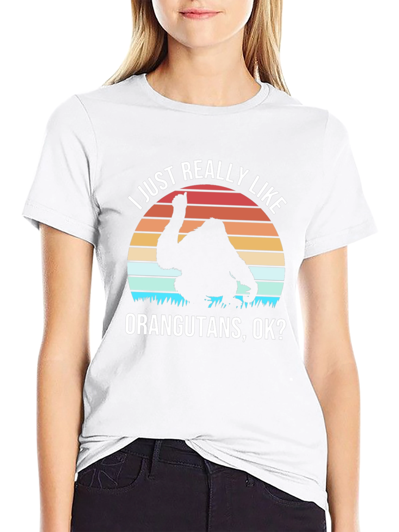 Orangutan Lover T-Shirt Retro Sunset Design