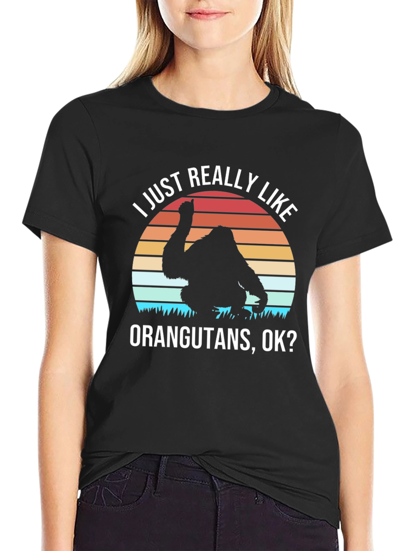 Orangutan Lover T-Shirt Retro Sunset Design