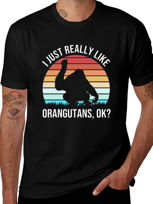 Orangutan Lover T-Shirt Retro Sunset Design