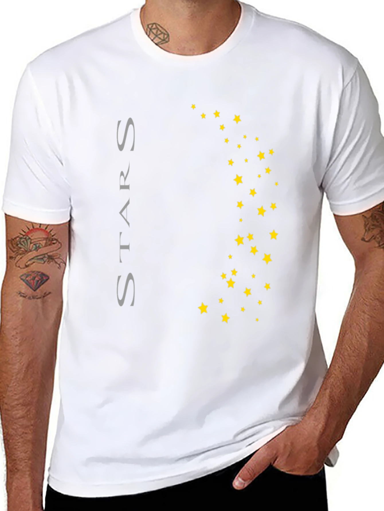 Stars Graphic Print Black T-Shirt