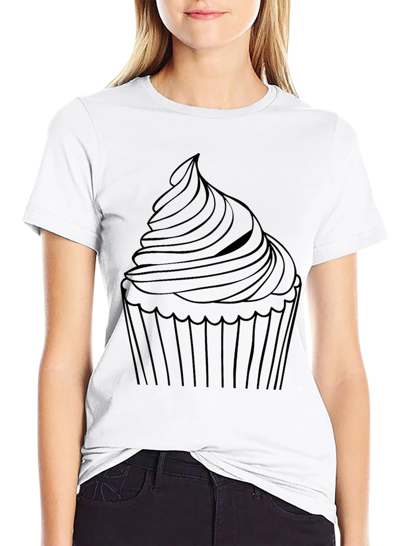 Cupcake Graphic Tee - Black Cotton Comfort