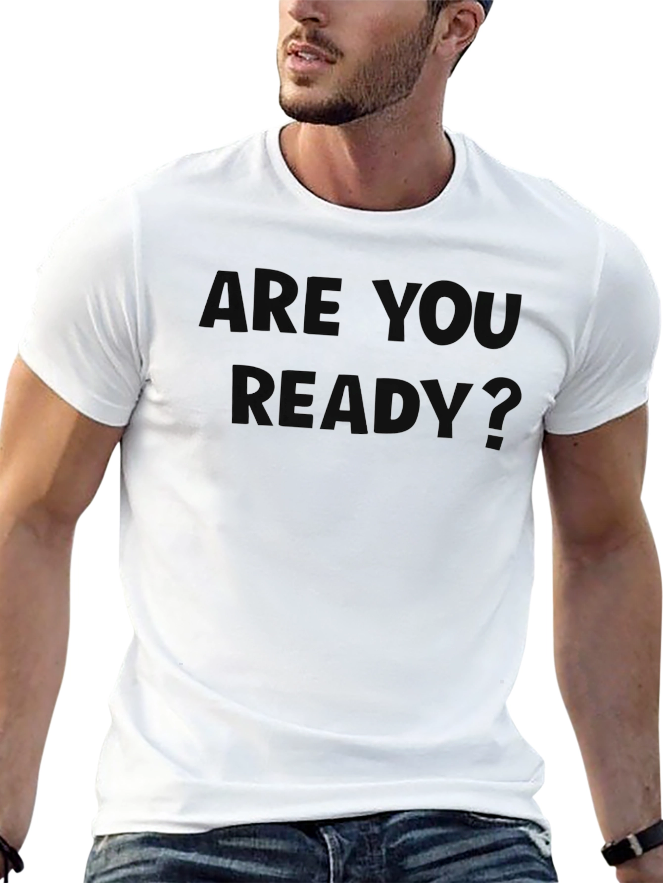 Mens Are You Ready? Black Crewneck T-Shirt