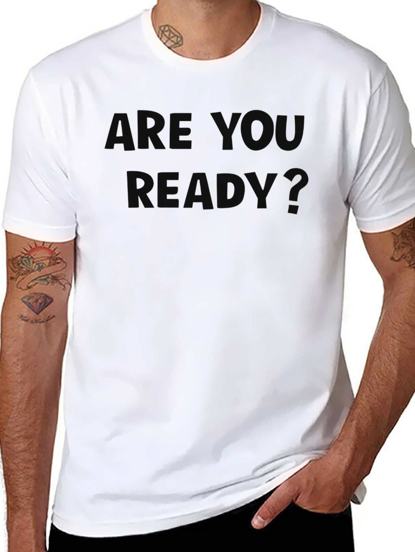 Mens Are You Ready? Black Crewneck T-Shirt