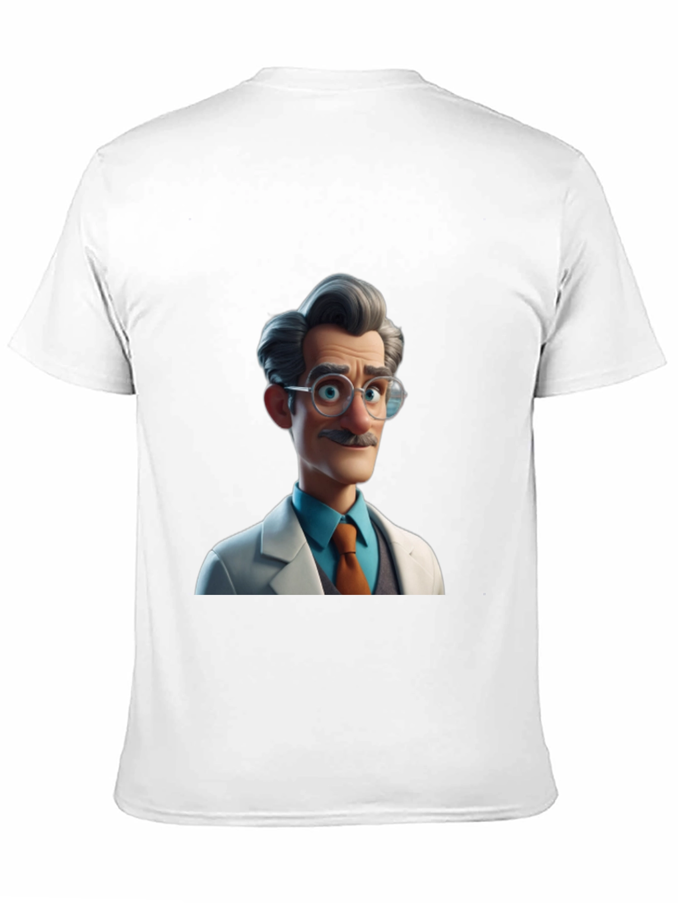 Cartoon Scientist Graphic Tee - Black Casual T-Shirt