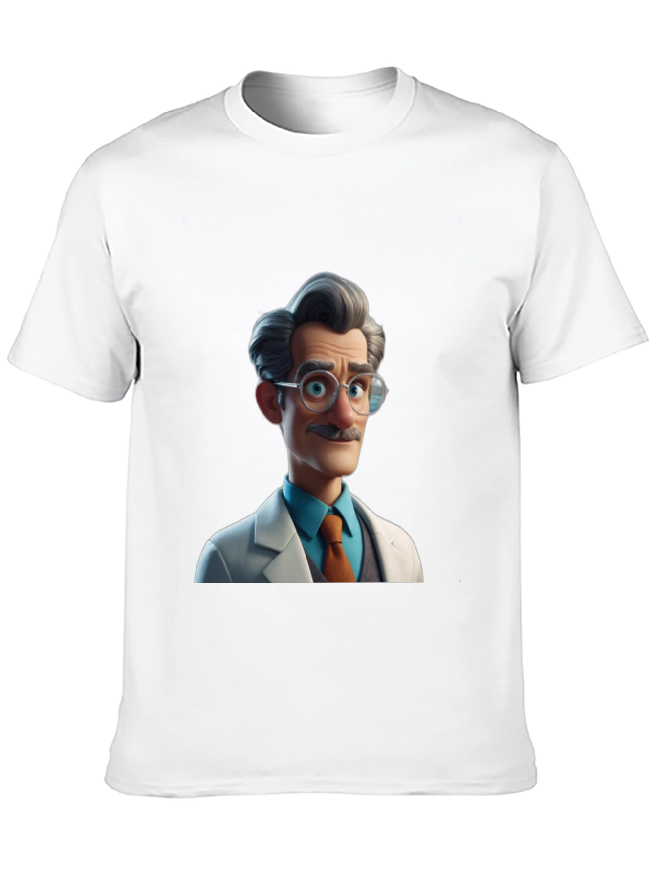 Cartoon Scientist Graphic Tee - Black Casual T-Shirt
