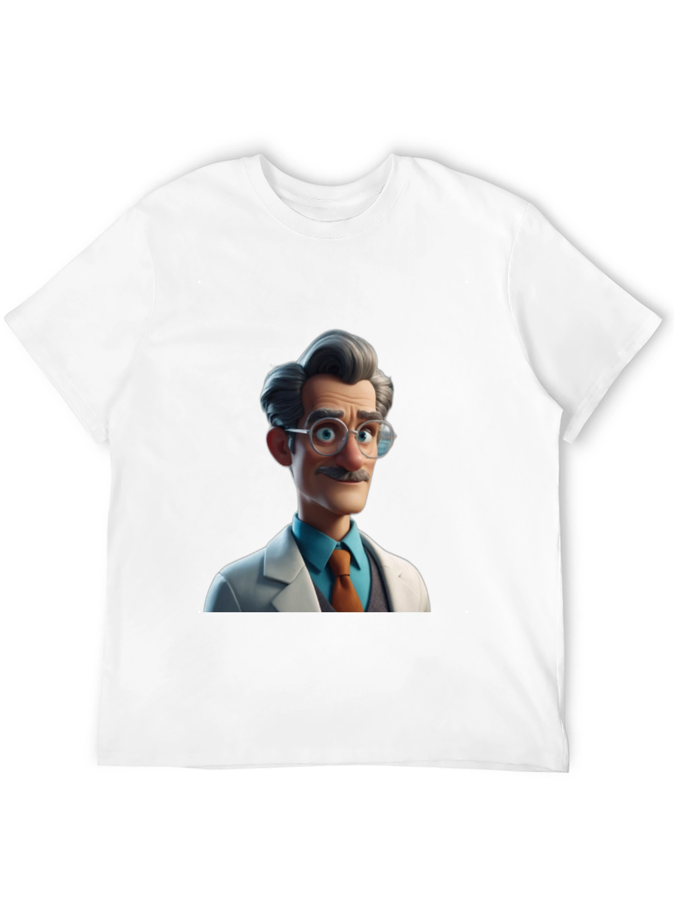 Cartoon Scientist Graphic Tee - Black Casual T-Shirt