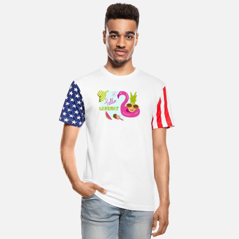 Hello summer pink flamingo near swimming pool