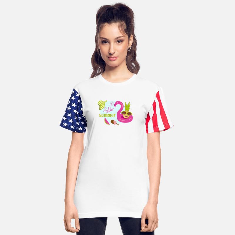 Hello summer pink flamingo near swimming pool